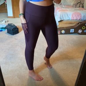 Purple workout leggings with pockets
